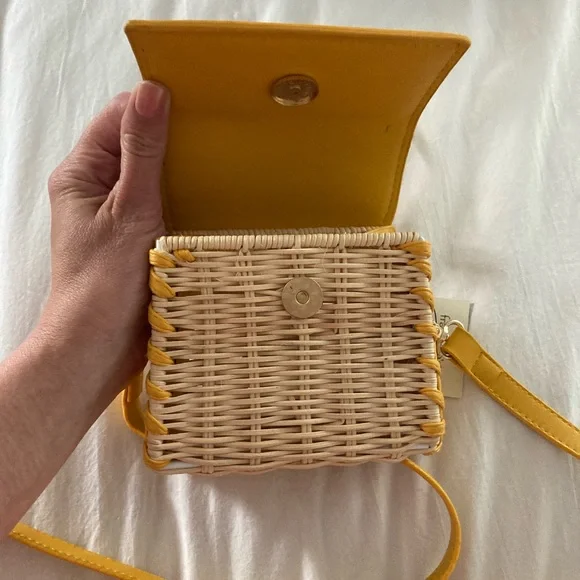 Mini Straw Crossbody Purse Yellow - Picture 6 of 11